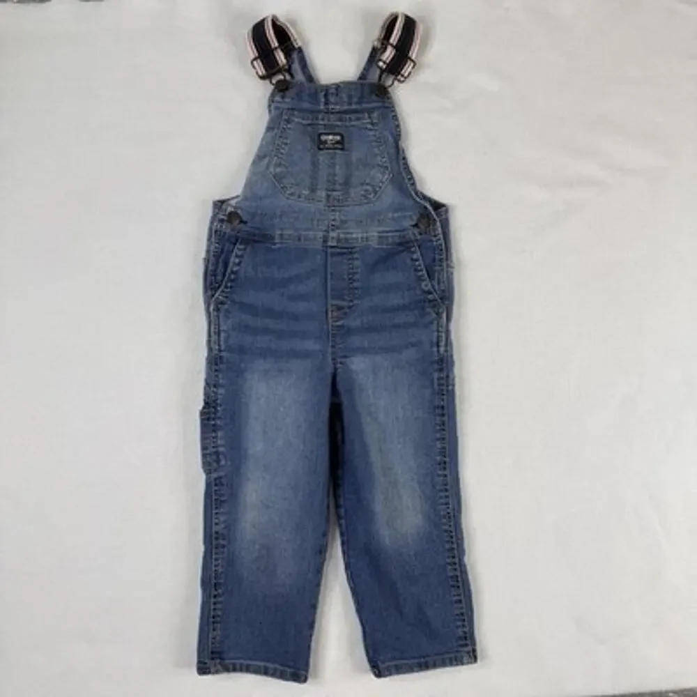 OshKosh Overalls Denim Vestbak Bgosh Boys 4T Blue Stretch Carpenter Jeans